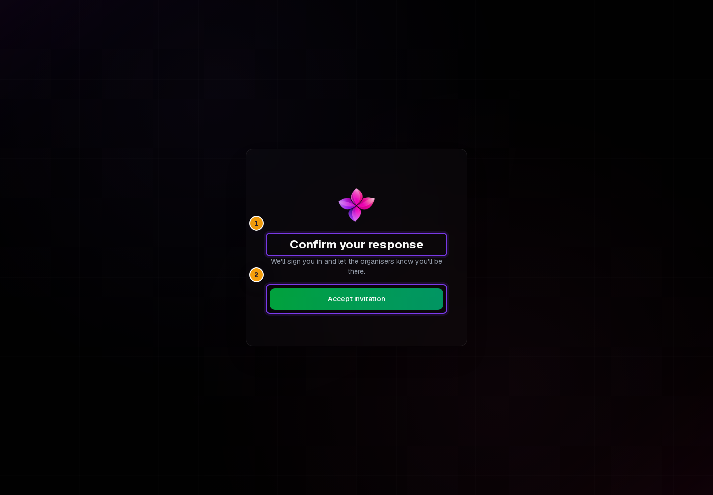 Confirm your response with the Accept invitation button