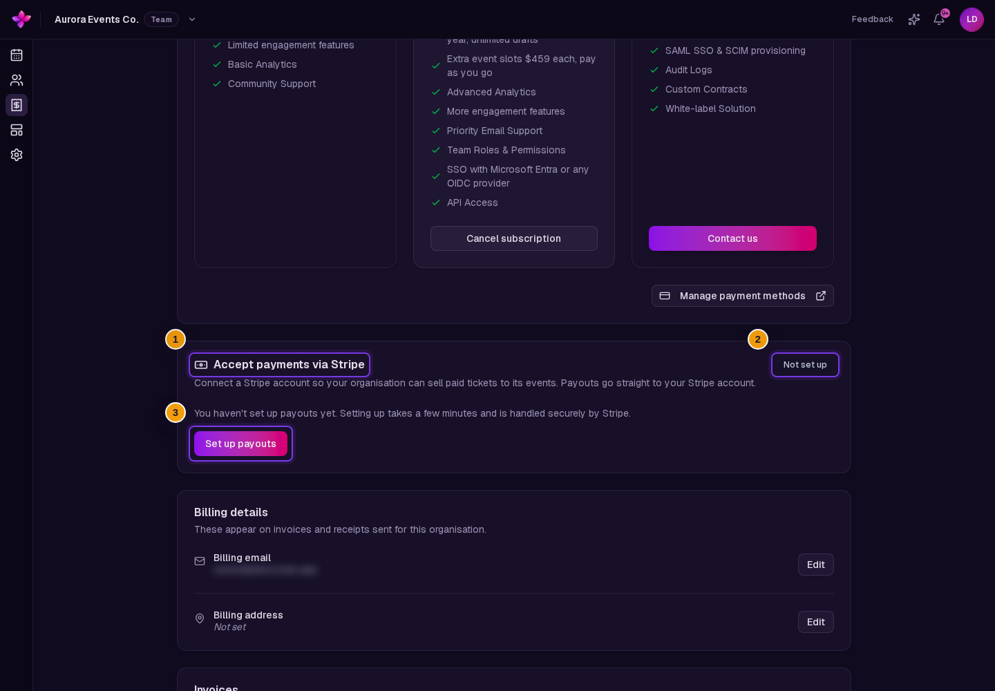 The status badge and Set up payouts button