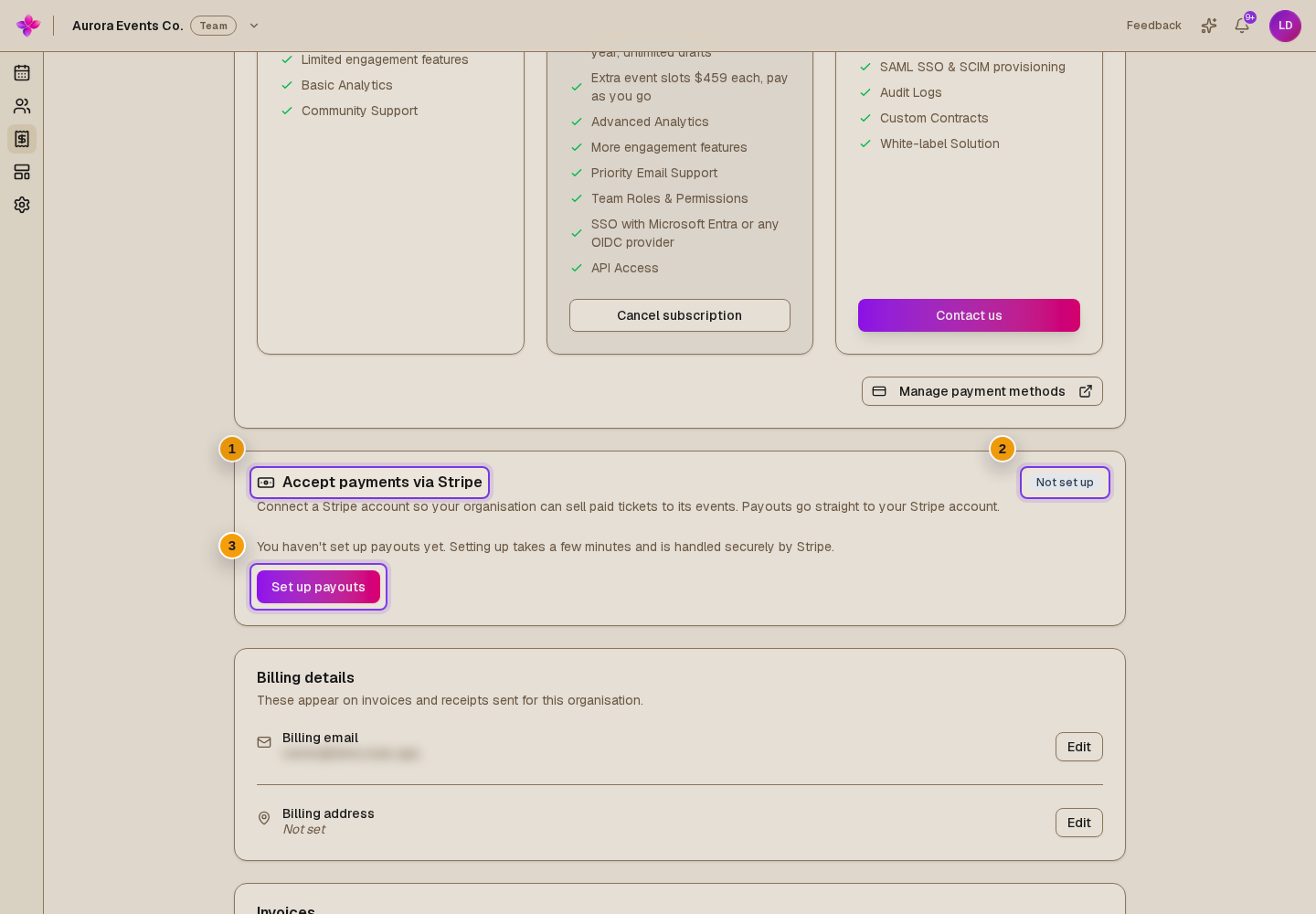 The status badge and Set up payouts button